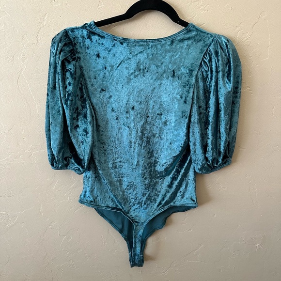13. ✨Free People NWT Don’t You Wish Velvet Bodysuit In Deep Teal Size XS - Picture 7 of 7